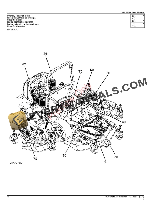 John Deere 1620 Wide Area Mower Parts Catalog PC10381 23NOV23 4