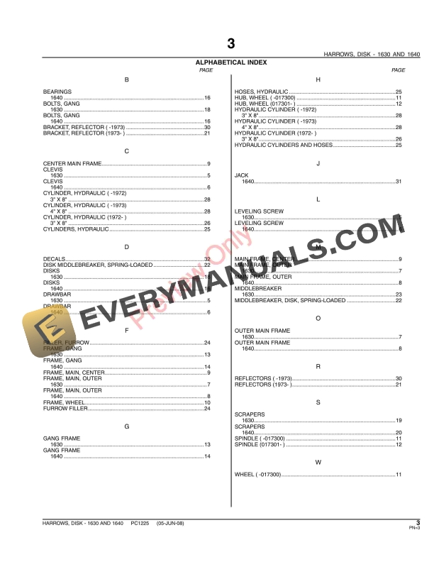 John Deere 1630, 1640 Disk Harrows Parts Catalog PC1225 13MAY11-5