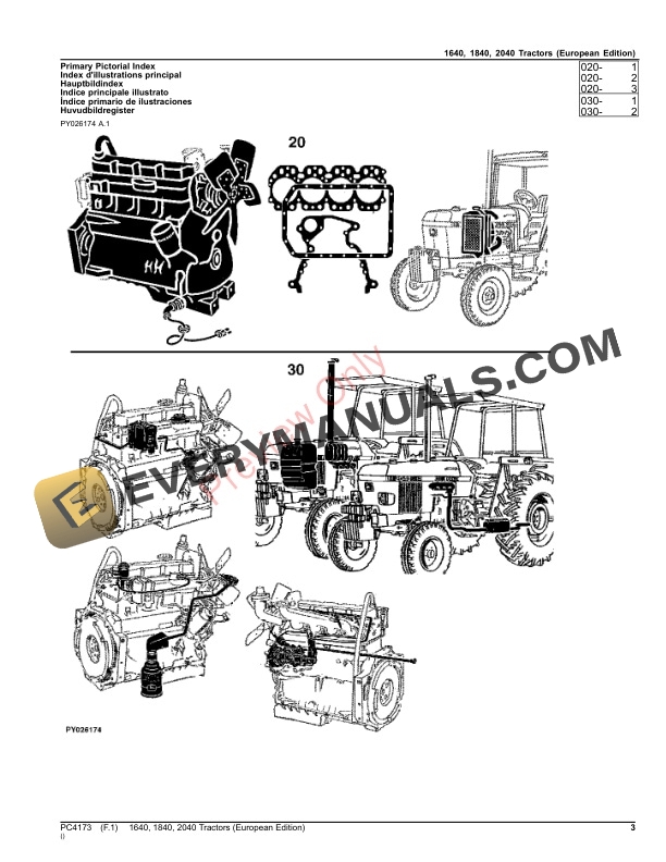 John Deere 1640,1840,2040 Tractors Parts Catalog PC4173 06AUG23-3