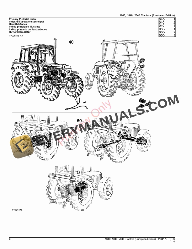 John Deere 1640,1840,2040 Tractors Parts Catalog PC4173 06AUG23-4