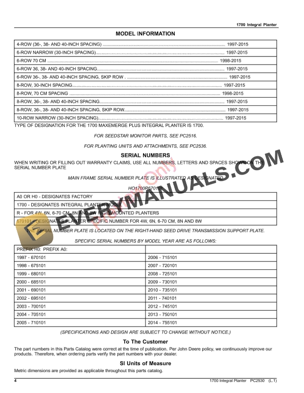 John Deere 1700 Integral Planter Parts Catalog PC2530 12NOV23-4