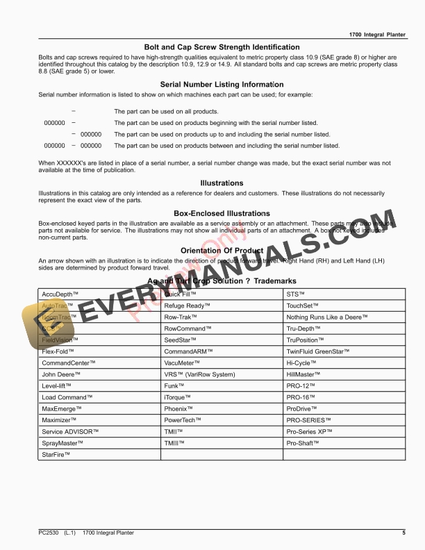 John Deere 1700 Integral Planter Parts Catalog PC2530 12NOV23-5