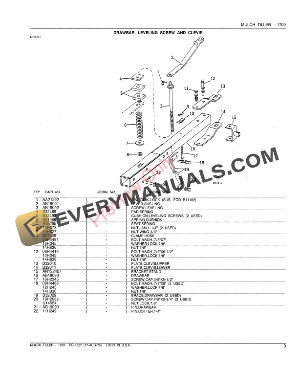 John Deere 1700 Mulch Tiller Parts Catalog PC1327 17AUG79-5