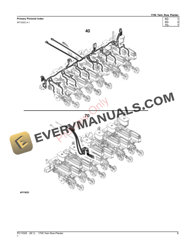 John Deere 1700 Twin Row Parts Catalog PC11029 15AUG23 3