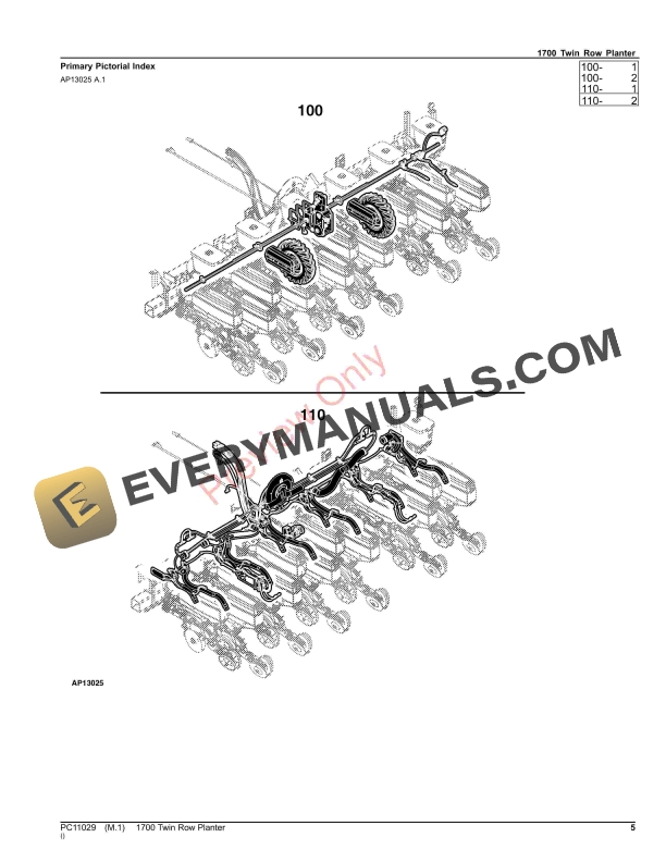 John Deere 1700 Twin Row Parts Catalog PC11029 15AUG23 5