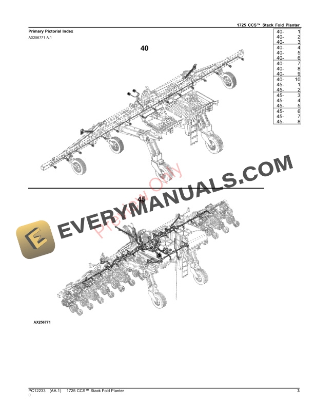 John Deere 1725 CCS Stack Fold Planter Parts Catalog PC12233 03OCT23-3
