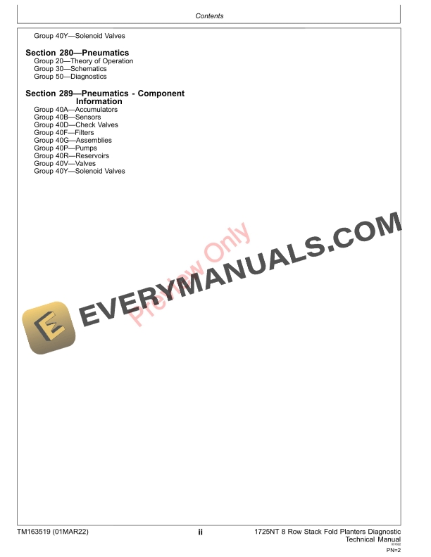 John Deere 1725NT 8 Row Stack Fold Planters 794101 Diagnostic Technical Manual TM163519 01MAR22 4