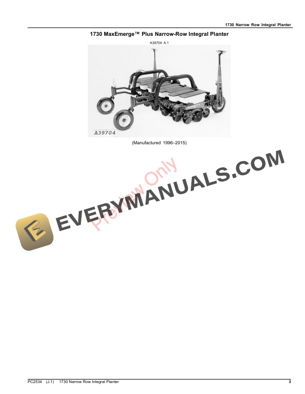 John Deere 1730 Narrow Row Integral Planter Parts Catalog PC2534 15OCT23-3