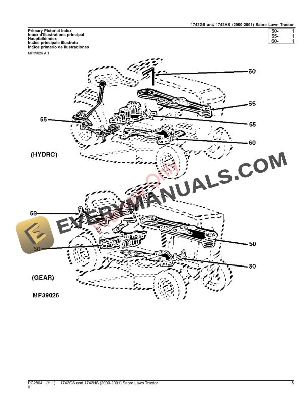 John Deere 1742GS AND 1742HS (2000-2001) SABRE LAWN TRACTORS Parts Catalog PC2804 09DEC22 6 John Deere 1742GS AND 1742HS (2000-2001) SABRE LAWN TRACTORS Parts Catalog PC2804 09DEC22-5