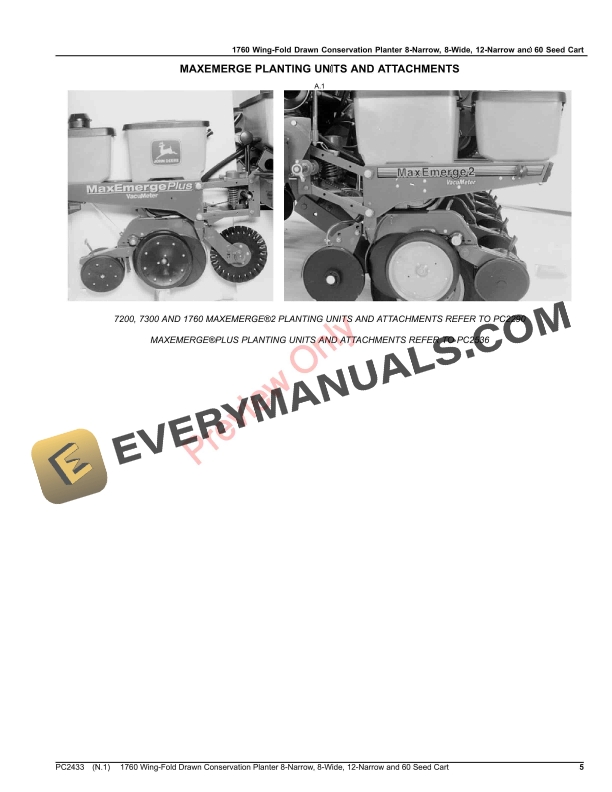 John Deere 1760 Wing-Fold Drawn Conservation Planter 8 Parts Catalog PC2433 15OCT23 6 John Deere 1760 Wing-Fold Drawn Conservation Planter 8 Parts Catalog PC2433 15OCT23-5