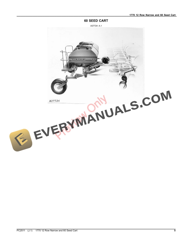 John Deere 1770 12 Row Narrow and 60 Seed Cart Parts Catalog PC2511 16NOV23-5