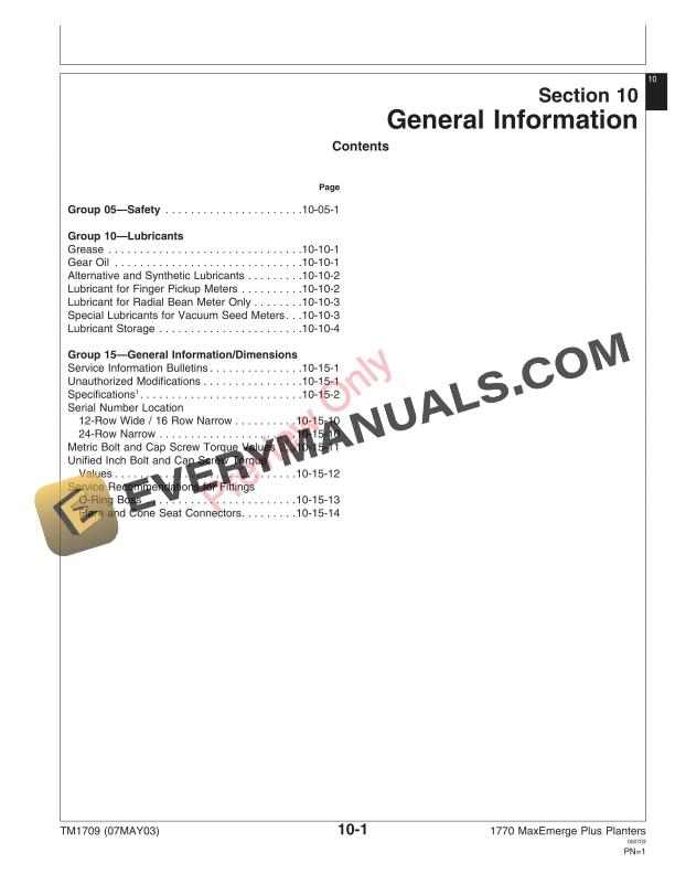 John Deere 1770 Drawn Planters Technical Manual TM1709 07MAY03 5