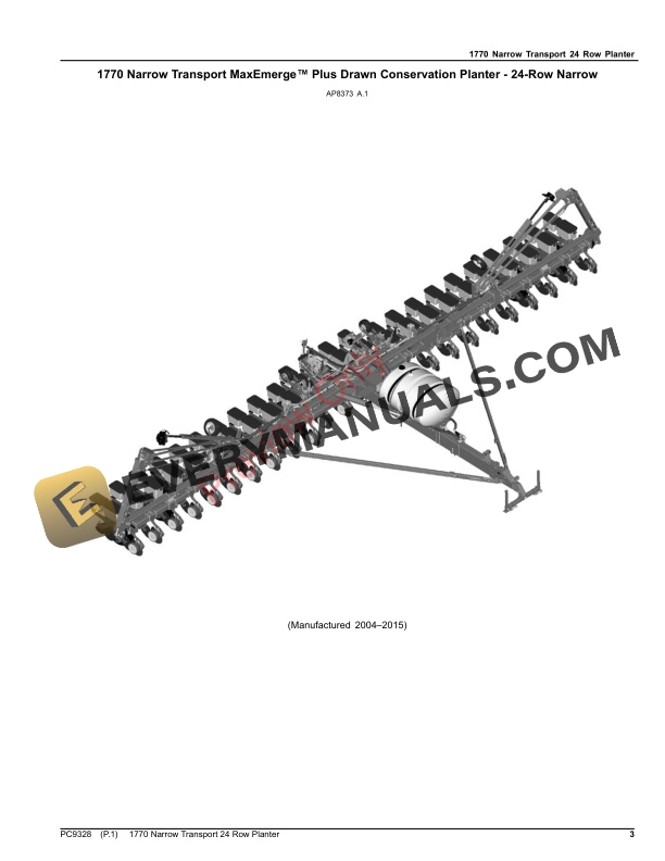 John Deere 1770 Narrow Transport24 Row Planter Parts Catalog PC9328 10SEP23-3