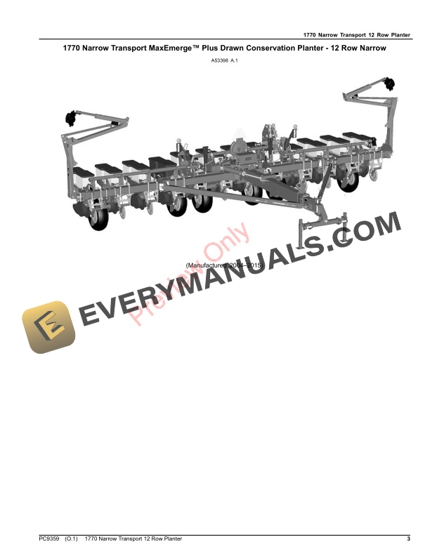 John Deere 1770NT 12 Row Planter Parts Catalog PC9359 17AUG23-3