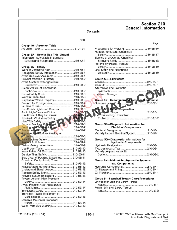 John Deere 1775NT (12-Row) Planters wMaxEmerge 5 Row Units Technical Manual TM131419 25JUL14 7 John Deere 1775NT 12 Row Planters wMaxEmerge 5 Row Units Technical Manual TM131419 25JUL14 5