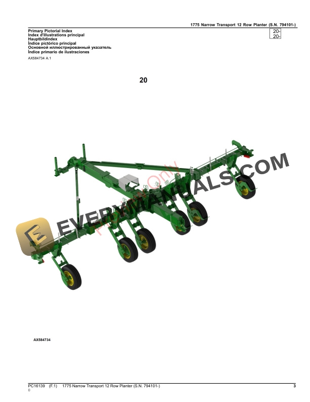 John Deere 1775NT (Narrow Transport) 12-Row Planter, (794101-) Parts Catalog PC16139 15OCT23 4 John Deere 1775NT (Narrow Transport) 12-Row Planter, (794101-) Parts Catalog PC16139 15OCT23-3