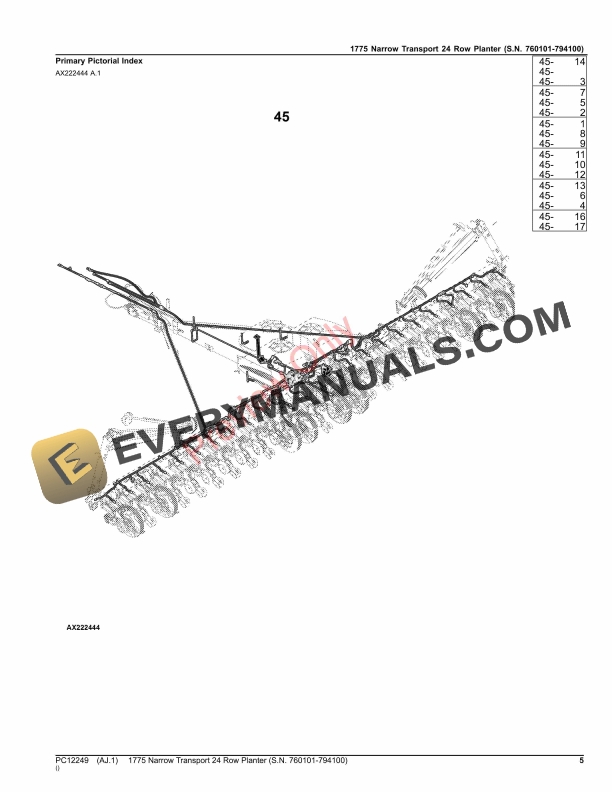 John Deere 1775NT (Narrow Transport) 24-Row Planter, (760101-794100) Parts Catalog PC12249 26OCT23 6 John Deere 1775NT (Narrow Transport) 24-Row Planter, (760101-794100) Parts Catalog PC12249 26OCT23-5