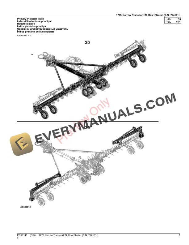 John Deere 1775NT (Narrow Transport) 24-Row Planter (794101-) Parts Catalog PC16141 16NOV23 4 John Deere 1775NT (Narrow Transport) 24-Row Planter (794101-) Parts Catalog PC16141 16NOV23-3