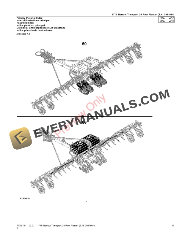 John Deere 1775NT (Narrow Transport) 24-Row Planter (794101-) Parts Catalog PC16141 16NOV23 6 John Deere 1775NT (Narrow Transport) 24-Row Planter (794101-) Parts Catalog PC16141 16NOV23-5