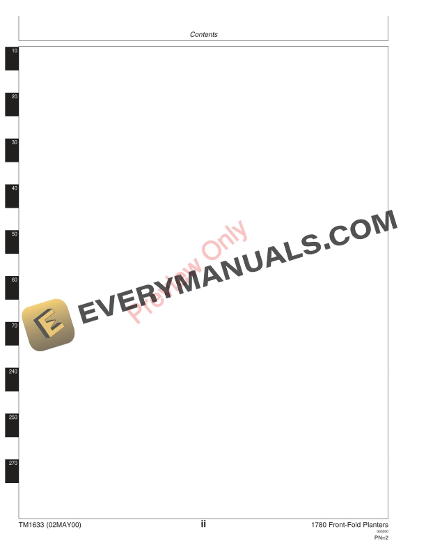 John Deere 1780 Front Fold Drawn Planters Technical Manual TM1633 02MAY00 4