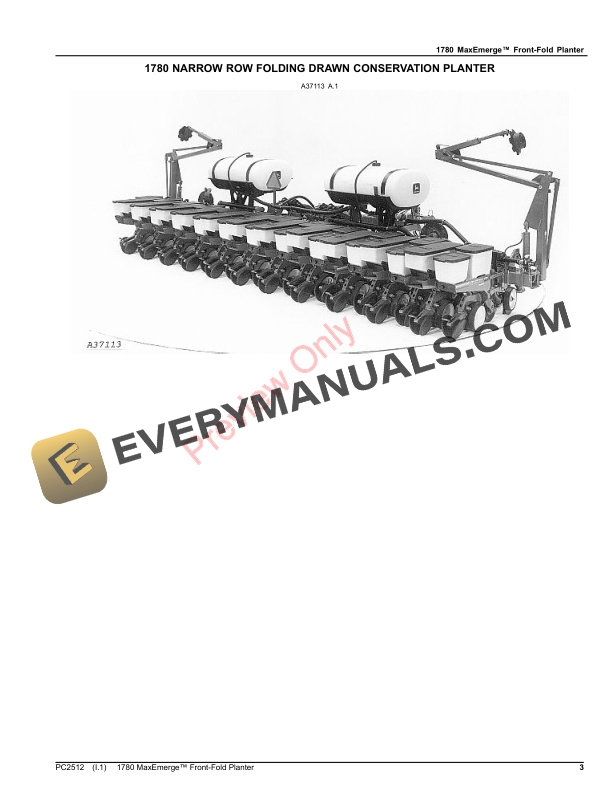 John Deere 1780 Front-Fold MaxEmerge Drawn Conservation Planter 12Row30 16Row22 23Row15 Parts Catalog PC2512 21MAR23-3