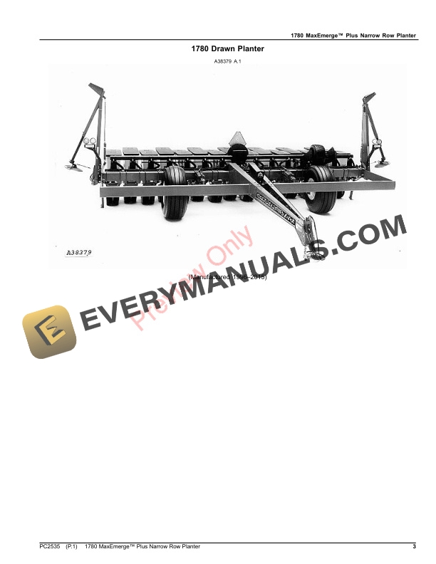 John Deere 1780 MaxEmerge Plus Narrow Row Drawn Planter Parts Catalog PC2535 09OCT23-3