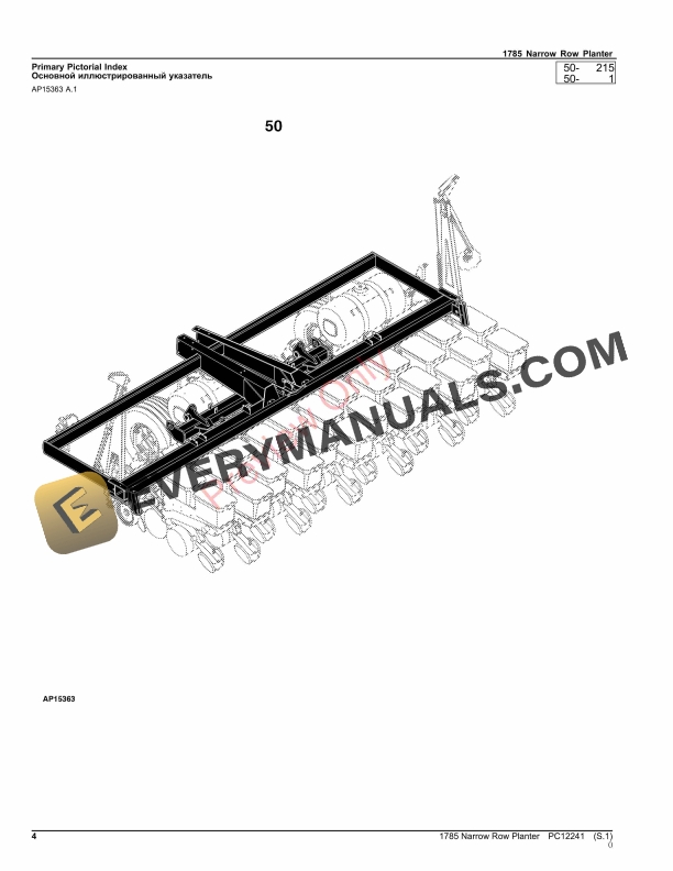 John Deere 1785 Narrow Row Drawn Planter Parts Catalog PC12241 16NOV23-4