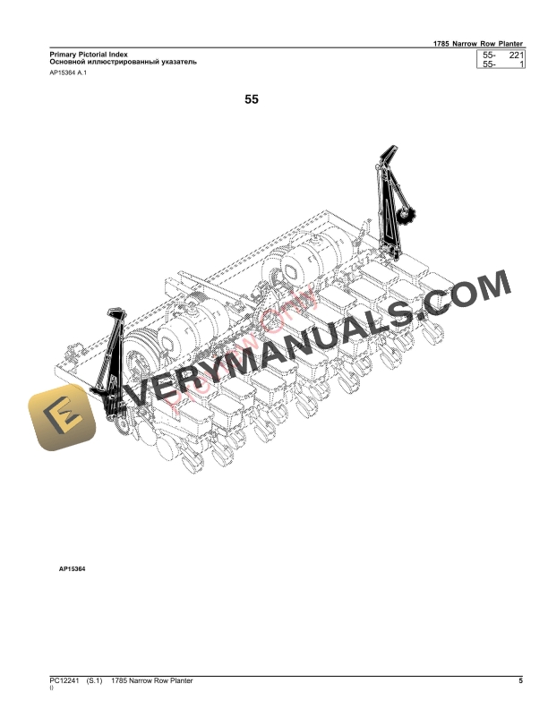 John Deere 1785 Narrow Row Drawn Planter Parts Catalog PC12241 16NOV23-5