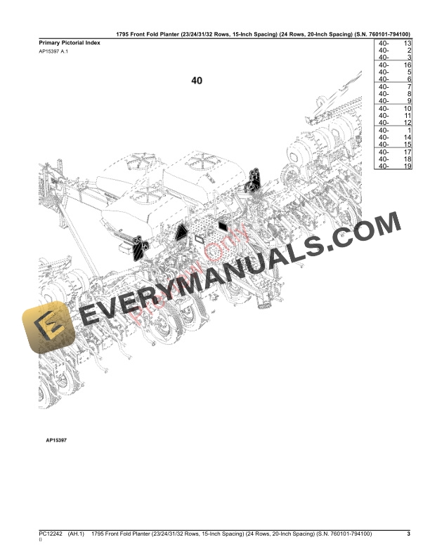 John Deere 1795 Front Fold Planter (23243132 Rows, 15 Parts Catalog PC12242 31OCT23 4 John Deere 1795 Front Fold Planter (23243132 Rows, 15 Parts Catalog PC12242 31OCT23-3