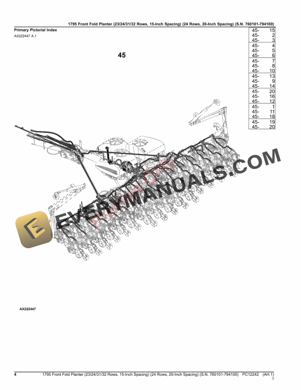 John Deere 1795 Front Fold Planter (23243132 Rows, 15 Parts Catalog PC12242 31OCT23 5 John Deere 1795 Front Fold Planter (23243132 Rows, 15 Parts Catalog PC12242 31OCT23-4