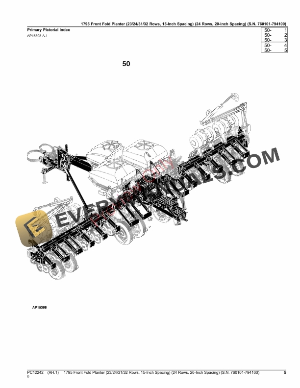 John Deere 1795 Front Fold Planter (23243132 Rows, 15 Parts Catalog PC12242 31OCT23 6 John Deere 1795 Front Fold Planter (23243132 Rows, 15 Parts Catalog PC12242 31OCT23-5