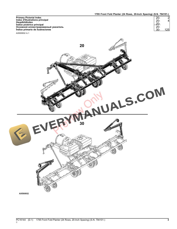 John Deere 1795 Front Fold Planter (24 Rows, 20 Parts Catalog PC16144 15OCT23 4 John Deere 1795 Front Fold Planter (24 Rows, 20 Parts Catalog PC16144 15OCT23-3