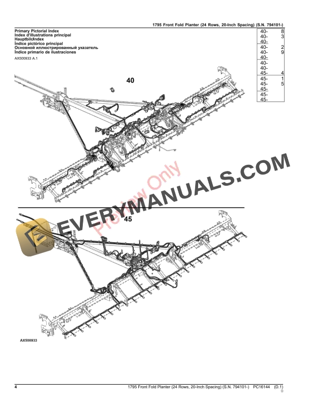 John Deere 1795 Front Fold Planter (24 Rows, 20 Parts Catalog PC16144 15OCT23 5 John Deere 1795 Front Fold Planter (24 Rows, 20 Parts Catalog PC16144 15OCT23-4