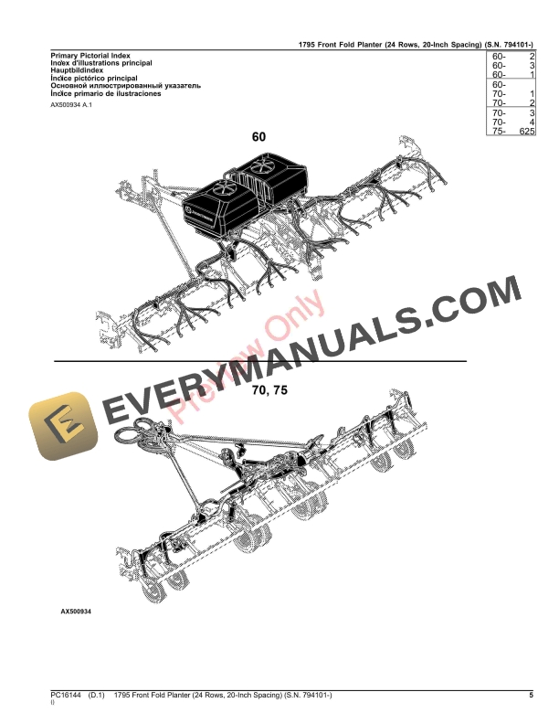 John Deere 1795 Front Fold Planter (24 Rows, 20 Parts Catalog PC16144 15OCT23 6 John Deere 1795 Front Fold Planter (24 Rows, 20 Parts Catalog PC16144 15OCT23-5