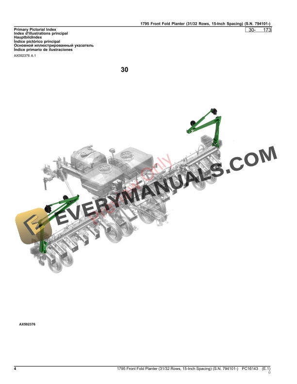 John Deere 1795 Front Fold Planter (3132 Rows, 15 Parts Catalog PC16143 15OCT23 5 John Deere 1795 Front Fold Planter (3132 Rows, 15 Parts Catalog PC16143 15OCT23-4