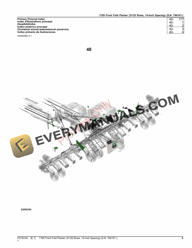 John Deere 1795 Front Fold Planter (3132 Rows, 15 Parts Catalog PC16143 15OCT23 6 John Deere 1795 Front Fold Planter (3132 Rows, 15 Parts Catalog PC16143 15OCT23-5