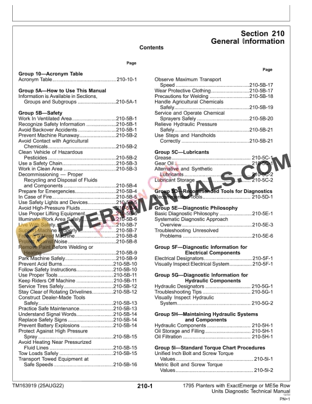 John Deere 1795 Planters with ExactEmerge or ME5e Row Units 794101 Diagnostic Technical Manual TM163919 25AUG22 5