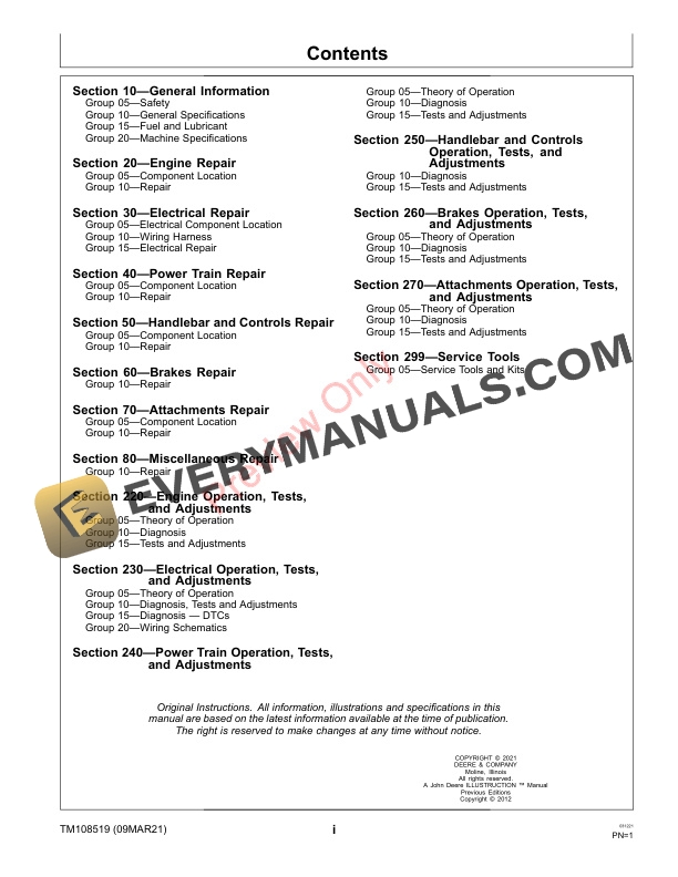 John Deere 180 E Cut Hybrid and 220 E Cut Hybrid Walk Greens Mowers Technical Manual TM108519 09MAR21 3