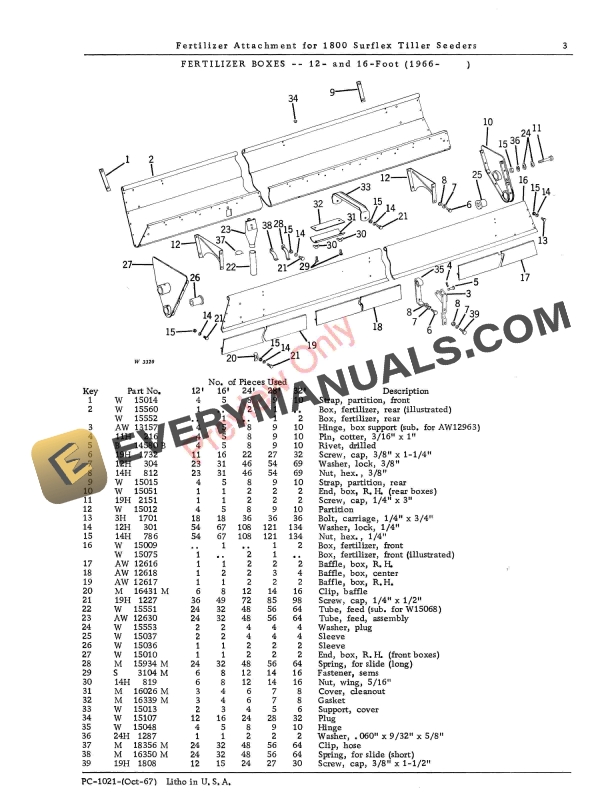 John Deere 1800 Surflex Disk Tiller Seeding Fertilizer Attachment Parts Catalog PC1021 01OCT67 6 John Deere 1800 Surflex Disk Tiller Seeding Fertilizer Attachment Parts Catalog PC1021 01OCT67 5