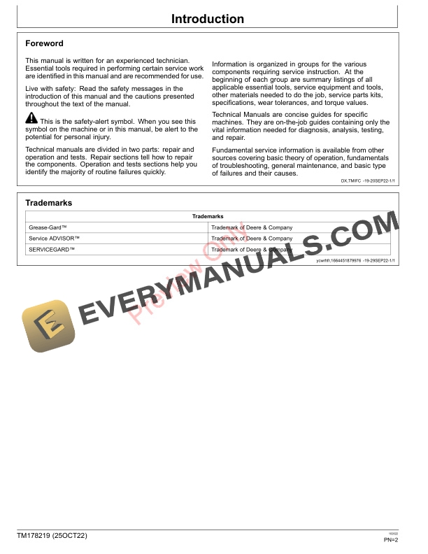 John Deere 180SL 220SL and 260SL PrecisionCut Walk Greens Mower Technical Manual TM178219 25OCT22 2