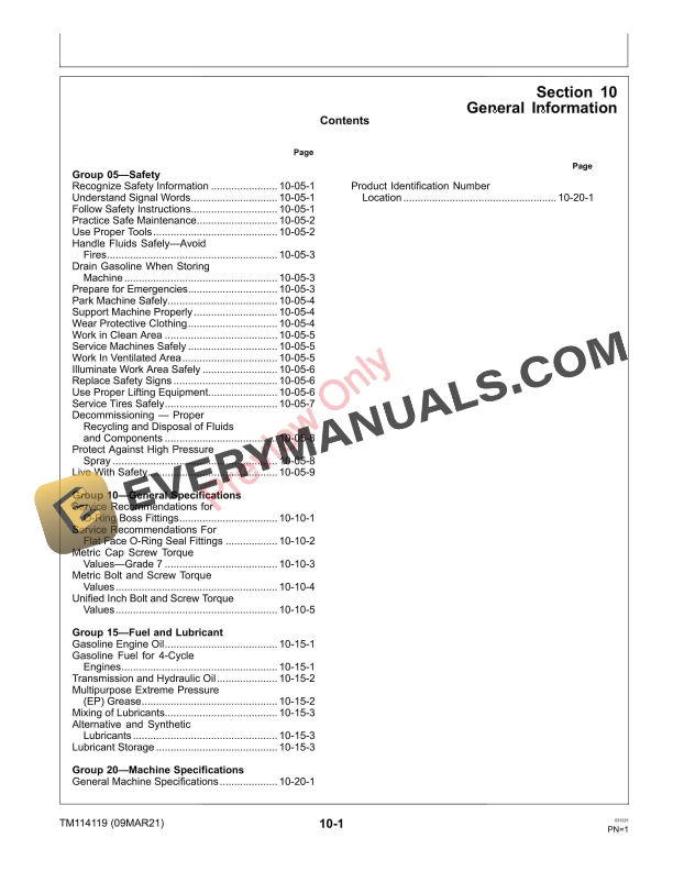 John Deere 180SL 220SL and 260SL Walk Greens Mower Technical Manual TM114119 09MAR21 5
