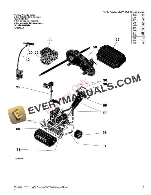 John Deere 180SL PrecisionCut Walk Greens Mower Parts Catalog PC10503 15OCT23 3