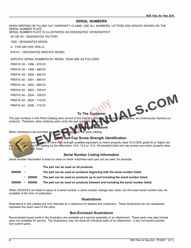 John Deere 1820 Flex Air Hoe Drill Parts Catalog PC2621 12OCT20-4