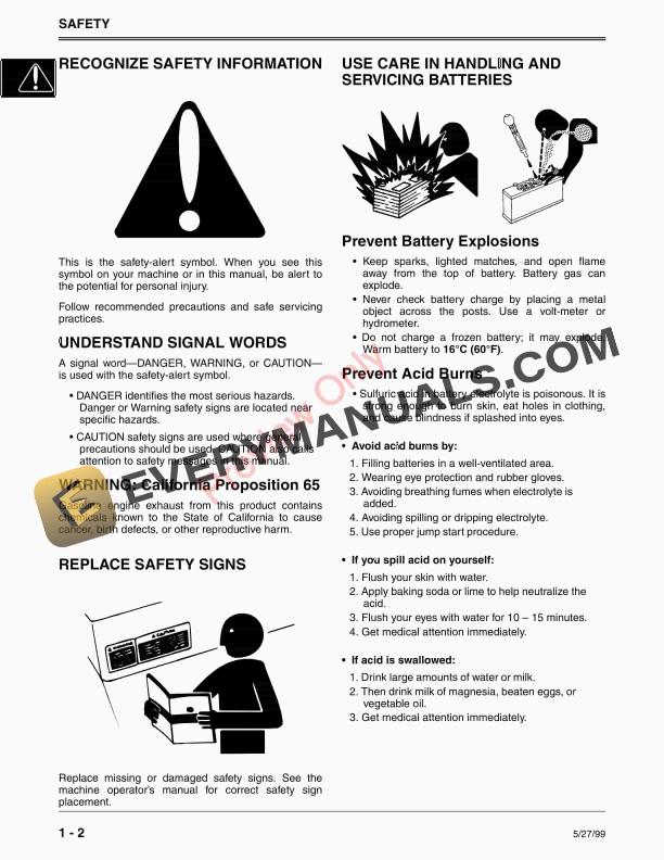 John Deere 1842GV, 1842HV, 1848GV and 1848 HV Sabre Yard Tractors Technical Manual TM1740 27MAY99 6 John Deere 1842GV 1842HV 1848GV and 1848 HV Sabre Yard Tractors Technical Manual TM1740 27MAY99 4