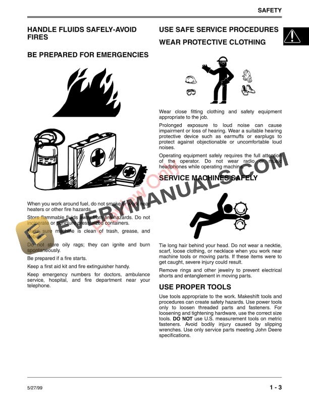 John Deere 1842GV, 1842HV, 1848GV and 1848 HV Sabre Yard Tractors Technical Manual TM1740 27MAY99 7 John Deere 1842GV 1842HV 1848GV and 1848 HV Sabre Yard Tractors Technical Manual TM1740 27MAY99 5