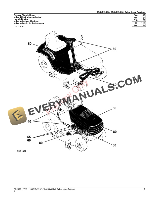 John Deere 1842GV, 1842HV, 1848GV and 1848HV Sabre Yard Tractors Parts Catalog PC2655 14SEP23-3
