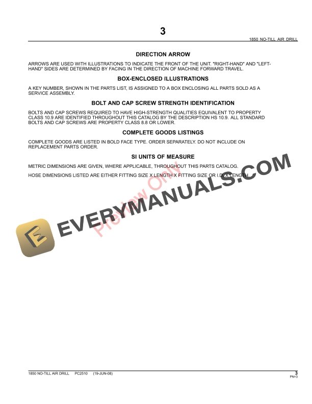 John Deere 1850 No-Till Air Drill Parts Catalog PC2510 23MAY11-5