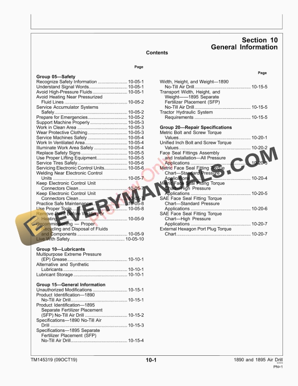 John Deere 1890 and 1895 Air Drills Technical Manual TM145319 09OCT19 7 John Deere 1890 and 1895 Air Drills Technical Manual TM145319 09OCT19 5