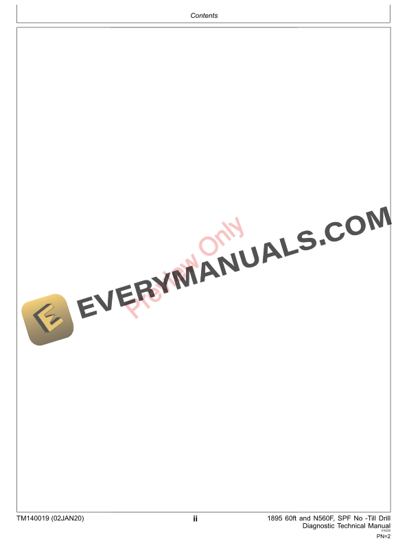 John Deere 1895 60ft and N560F SPF No Till Drill Diagnostic Technical Manual TM140019 02JAN20 4