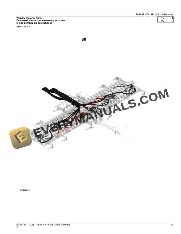 John Deere 1895 No-Till Air Drill (5-Section) Parts Catalog PC13430 03OCT23-5